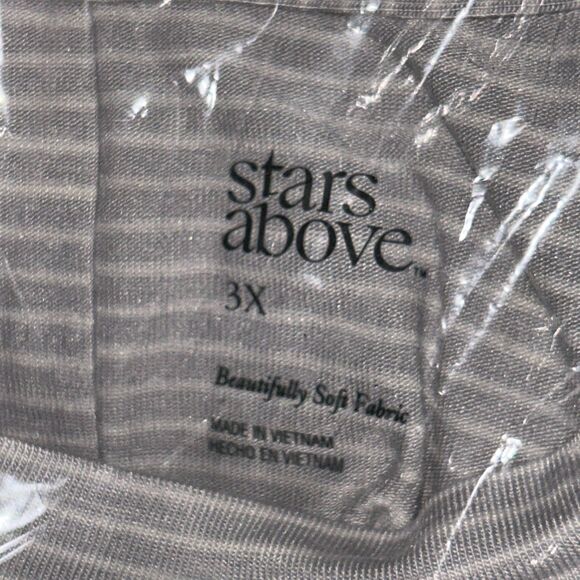 NWT Stars Above 3X Gray White Striped Sleep Shirt Dress Lounge Nightgown - Picture 3 of 16